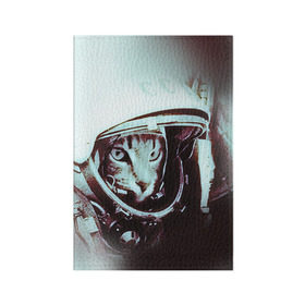 Обложка для паспорта матовая кожа с принтом Котмонавт в Петрозаводске, натуральная матовая кожа | размер 19,3 х 13,7 см; прозрачные пластиковые крепления | 12 апреля | гагарин | день космонавтики | космонавт | космонавтика | космос | юра | юрий