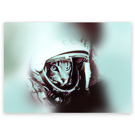 Поздравительная открытка с принтом Котмонавт в Петрозаводске, 100% бумага | плотность бумаги 280 г/м2, матовая, на обратной стороне линовка и место для марки
 | 12 апреля | гагарин | день космонавтики | космонавт | космонавтика | космос | юра | юрий