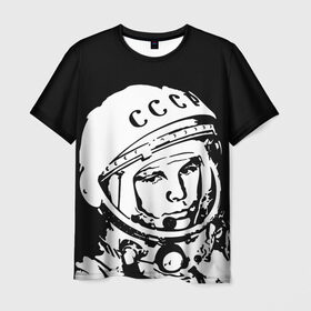 Мужская футболка 3D с принтом Гагарин 9 в Петрозаводске, 100% полиэфир | прямой крой, круглый вырез горловины, длина до линии бедер | 12 апреля | гагарин | день космонавтики | космонавт | космонавтика | космос | юра | юрий