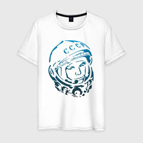 Мужская футболка хлопок с принтом Гагарин 11 в Петрозаводске, 100% хлопок | прямой крой, круглый вырез горловины, длина до линии бедер, слегка спущенное плечо. | 12 апреля | гагарин | день космонавтики | космонавт | космонавтика | космос | юра | юрий