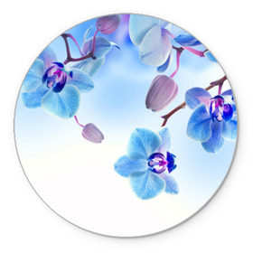 Коврик круглый с принтом Голубая орхидея в Петрозаводске, резина и полиэстер | круглая форма, изображение наносится на всю лицевую часть | голубая орхидея | красота | орхидеи | природа | цветок | цветочек | цветы