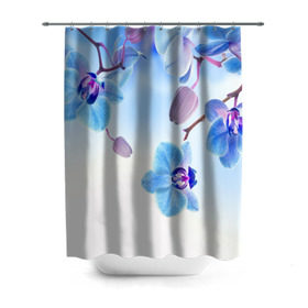 Штора 3D для ванной с принтом Голубая орхидея в Петрозаводске, 100% полиэстер | плотность материала — 100 г/м2. Стандартный размер — 146 см х 180 см. По верхнему краю — пластиковые люверсы для креплений. В комплекте 10 пластиковых колец | голубая орхидея | красота | орхидеи | природа | цветок | цветочек | цветы