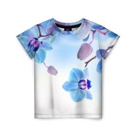 Детская футболка 3D с принтом Голубая орхидея в Петрозаводске, 100% гипоаллергенный полиэфир | прямой крой, круглый вырез горловины, длина до линии бедер, чуть спущенное плечо, ткань немного тянется | голубая орхидея | красота | орхидеи | природа | цветок | цветочек | цветы