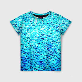 Детская футболка 3D с принтом Вода в Петрозаводске, 100% гипоаллергенный полиэфир | прямой крой, круглый вырез горловины, длина до линии бедер, чуть спущенное плечо, ткань немного тянется | blue | арт | вода | волны | новые | прикольные | текстуры