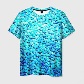 Мужская футболка 3D с принтом Вода в Петрозаводске, 100% полиэфир | прямой крой, круглый вырез горловины, длина до линии бедер | blue | арт | вода | волны | новые | прикольные | текстуры