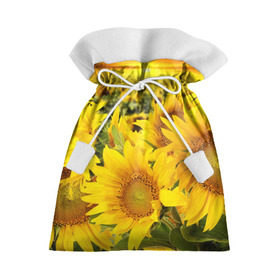 Подарочный 3D мешок с принтом Подсолнухи в Петрозаводске, 100% полиэстер | Размер: 29*39 см | желтый | солнце | цветок | яркий