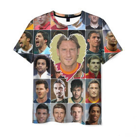 Мужская футболка 3D с принтом Франческо Тотти - лучший в Петрозаводске, 100% полиэфир | прямой крой, круглый вырез горловины, длина до линии бедер | francesco totti | лучший футболист | любимый игрок | сердце | франческо тотти | футбол | я люблю