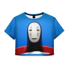 Женская футболка 3D укороченная с принтом Унесённые призраками в Петрозаводске, 100% полиэстер | круглая горловина, длина футболки до линии талии, рукава с отворотами | spirited away | миядзаки | хаяо