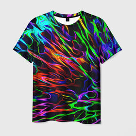 Мужская футболка 3D с принтом Разноцветные разводы в Петрозаводске, 100% полиэфир | прямой крой, круглый вырез горловины, длина до линии бедер | гранж | краска | разводы | цветные