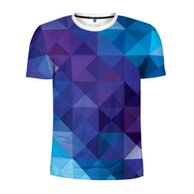 Мужская футболка 3D спортивная с принтом Абстракция в Петрозаводске, 100% полиэстер с улучшенными характеристиками | приталенный силуэт, круглая горловина, широкие плечи, сужается к линии бедра | квадраты | прикол | синий