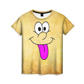 Женская футболка 3D с принтом Балдею от всего в Петрозаводске, 100% полиэфир ( синтетическое хлопкоподобное полотно) | прямой крой, круглый вырез горловины, длина до линии бедер | балдею от всего | веселье | мордочка | позитив | прикол | рожица | смайл | смех | улыбка | умора | хорошее настроение | юмор | язык