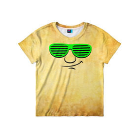Детская футболка 3D с принтом Знатный клаббер в Петрозаводске, 100% гипоаллергенный полиэфир | прямой крой, круглый вырез горловины, длина до линии бедер, чуть спущенное плечо, ткань немного тянется | веселье | кислота | клаббер | клуб | мордочка | очки | позитив | прикол | рожица | смайл | смех | улыбка | умора | хорошее настроение | юмор