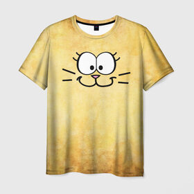 Мужская футболка 3D с принтом Милашечка в Петрозаводске, 100% полиэфир | прямой крой, круглый вырез горловины, длина до линии бедер | веселье | киска | кошечка | кошка | милашечка | мордочка | позитив | прикол | рожица | смайл | смех | улыбка | умора | хорошее настроение | юмор