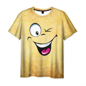 Мужская футболка 3D с принтом Неисчерпаемый позитив в Петрозаводске, 100% полиэфир | прямой крой, круглый вырез горловины, длина до линии бедер | веселье | мордочка | неисчерпаемый позитив | позитив | прикол | рожица | смайл | смех | улыбка | умора | хорошее настроение | юмор