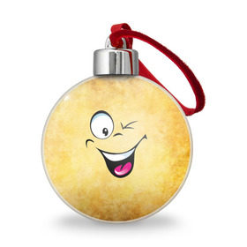 Ёлочный шар с принтом Неисчерпаемый позитив в Петрозаводске, Пластик | Диаметр: 77 мм | веселье | мордочка | неисчерпаемый позитив | позитив | прикол | рожица | смайл | смех | улыбка | умора | хорошее настроение | юмор