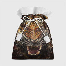Подарочный 3D мешок с принтом Тигр в Петрозаводске, 100% полиэстер | Размер: 29*39 см | животные