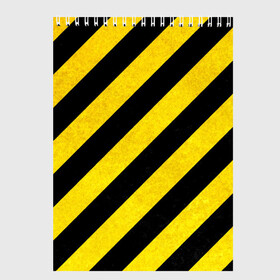 Скетчбук с принтом Полоски в Петрозаводске, 100% бумага
 | 48 листов, плотность листов — 100 г/м2, плотность картонной обложки — 250 г/м2. Листы скреплены сверху удобной пружинной спиралью | абстракция | желтый | линии | полоски | черный
