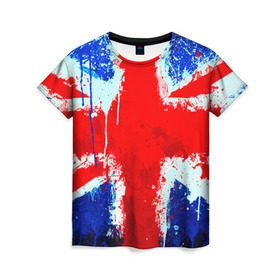 Женская футболка 3D с принтом Англия в Петрозаводске, 100% полиэфир ( синтетическое хлопкоподобное полотно) | прямой крой, круглый вырез горловины, длина до линии бедер | англия | краска | модные | популярные | прикольные | стена | флаг