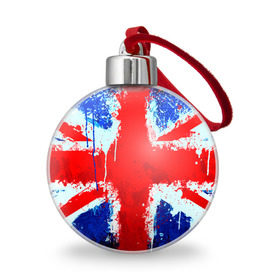 Ёлочный шар с принтом Англия в Петрозаводске, Пластик | Диаметр: 77 мм | англия | краска | модные | популярные | прикольные | стена | флаг
