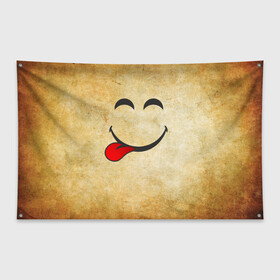 Флаг-баннер с принтом Мы на позитиве (L) в Петрозаводске, 100% полиэстер | размер 67 х 109 см, плотность ткани — 95 г/м2; по краям флага есть четыре люверса для крепления | парная | позитив | рожица | смайл | улыбка | язык