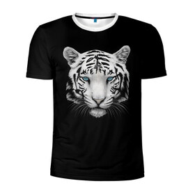 Мужская футболка 3D спортивная с принтом Тигр в Петрозаводске, 100% полиэстер с улучшенными характеристиками | приталенный силуэт, круглая горловина, широкие плечи, сужается к линии бедра | голова животного | кошка | тигр
