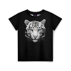 Детская футболка 3D с принтом Тигр в Петрозаводске, 100% гипоаллергенный полиэфир | прямой крой, круглый вырез горловины, длина до линии бедер, чуть спущенное плечо, ткань немного тянется | голова животного | кошка | тигр