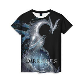 Женская футболка 3D с принтом Dark Souls 2 в Петрозаводске, 100% полиэфир ( синтетическое хлопкоподобное полотно) | прямой крой, круглый вырез горловины, длина до линии бедер | dark souls | praise the sun | you died | дарк соулс | темные души