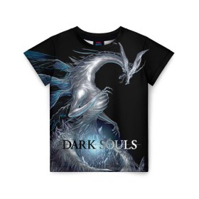 Детская футболка 3D с принтом Dark Souls 2 в Петрозаводске, 100% гипоаллергенный полиэфир | прямой крой, круглый вырез горловины, длина до линии бедер, чуть спущенное плечо, ткань немного тянется | dark souls | praise the sun | you died | дарк соулс | темные души