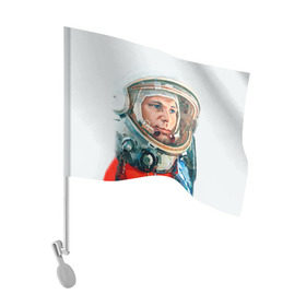 Флаг для автомобиля с принтом Гагарин в Петрозаводске, 100% полиэстер | Размер: 30*21 см | space | гагарин | космос | россия