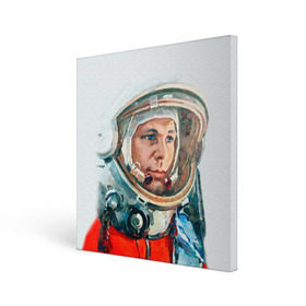 Холст квадратный с принтом Гагарин в Петрозаводске, 100% ПВХ |  | Тематика изображения на принте: space | гагарин | космос | россия