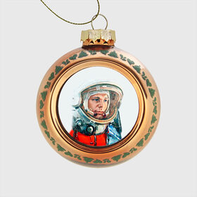 Стеклянный ёлочный шар с принтом Гагарин в Петрозаводске, Стекло | Диаметр: 80 мм | Тематика изображения на принте: space | гагарин | космос | россия