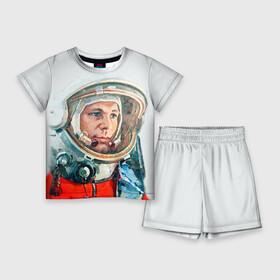 Детский костюм с шортами 3D с принтом Гагарин в Петрозаводске,  |  | space | гагарин | космос | россия