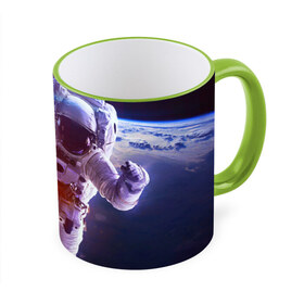 Кружка 3D с принтом Космонавт в Петрозаводске, керамика | ёмкость 330 мл | галактика | звезды | земля | космонавт | космос