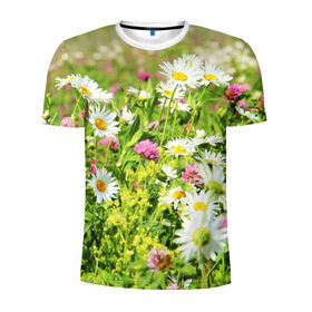 Мужская футболка 3D спортивная с принтом Полевые цветы 3 в Петрозаводске, 100% полиэстер с улучшенными характеристиками | приталенный силуэт, круглая горловина, широкие плечи, сужается к линии бедра | поле | полевые цветы | цветы