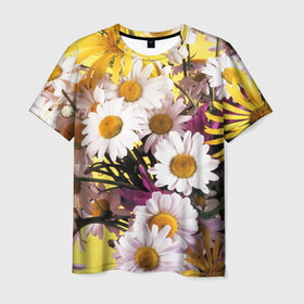 Мужская футболка 3D с принтом Полевые цветы 4 в Петрозаводске, 100% полиэфир | прямой крой, круглый вырез горловины, длина до линии бедер | поле | полевые цветы | цветы