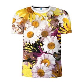 Мужская футболка 3D спортивная с принтом Полевые цветы 4 в Петрозаводске, 100% полиэстер с улучшенными характеристиками | приталенный силуэт, круглая горловина, широкие плечи, сужается к линии бедра | поле | полевые цветы | цветы
