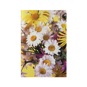 Обложка для паспорта матовая кожа с принтом Полевые цветы 4 в Петрозаводске, натуральная матовая кожа | размер 19,3 х 13,7 см; прозрачные пластиковые крепления | поле | полевые цветы | цветы