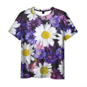 Мужская футболка 3D с принтом Полевые цветы 8 в Петрозаводске, 100% полиэфир | прямой крой, круглый вырез горловины, длина до линии бедер | Тематика изображения на принте: поле | полевые цветы | цветы