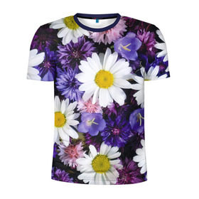 Мужская футболка 3D спортивная с принтом Полевые цветы 8 в Петрозаводске, 100% полиэстер с улучшенными характеристиками | приталенный силуэт, круглая горловина, широкие плечи, сужается к линии бедра | поле | полевые цветы | цветы