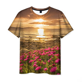 Мужская футболка 3D с принтом Полевые цветы 9 в Петрозаводске, 100% полиэфир | прямой крой, круглый вырез горловины, длина до линии бедер | поле | полевые цветы | цветы