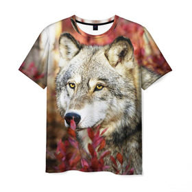 Мужская футболка 3D с принтом Волк в Петрозаводске, 100% полиэфир | прямой крой, круглый вырез горловины, длина до линии бедер | волк | хищник