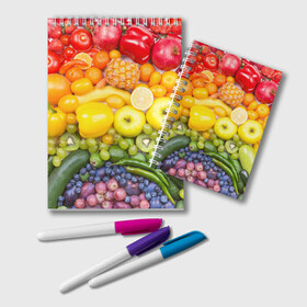 Блокнот с принтом Плоды в Петрозаводске, 100% бумага | 48 листов, плотность листов — 60 г/м2, плотность картонной обложки — 250 г/м2. Листы скреплены удобной пружинной спиралью. Цвет линий — светло-серый
 | Тематика изображения на принте: овощи | фрукты | ягоды