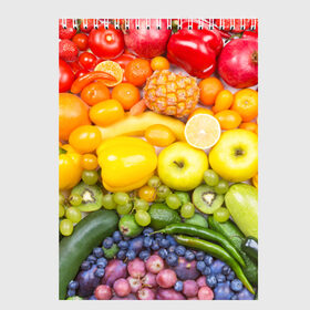 Скетчбук с принтом Плоды в Петрозаводске, 100% бумага
 | 48 листов, плотность листов — 100 г/м2, плотность картонной обложки — 250 г/м2. Листы скреплены сверху удобной пружинной спиралью | Тематика изображения на принте: овощи | фрукты | ягоды