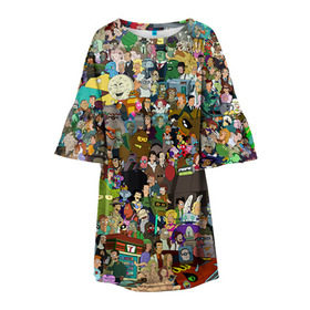 Детское платье 3D с принтом Futurama в Петрозаводске, 100% полиэстер | прямой силуэт, чуть расширенный к низу. Круглая горловина, на рукавах — воланы | bender | fry | futurama | mult | бендер | бэндер | лила | мульт | мультсериал | мульфильмы | фрай | футутрама