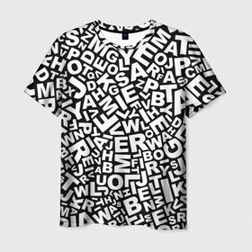 Мужская футболка 3D с принтом Английский алфавит в Петрозаводске, 100% полиэфир | прямой крой, круглый вырез горловины, длина до линии бедер | алфавит | английский язык | буквы | оформление | слой | текстура | трайбл | узор | фон