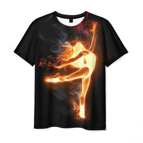Мужская футболка 3D с принтом Фитнес в Петрозаводске, 100% полиэфир | прямой крой, круглый вырез горловины, длина до линии бедер | грация | здоровье | зож | огонь | пламя | силуэт | спорт | страсть | танец | тонус | фитнес