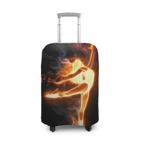 Чехол для чемодана 3D с принтом Фитнес в Петрозаводске, 86% полиэфир, 14% спандекс | двустороннее нанесение принта, прорези для ручек и колес | грация | здоровье | зож | огонь | пламя | силуэт | спорт | страсть | танец | тонус | фитнес