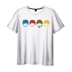 Мужская футболка 3D с принтом Beatles в Петрозаводске, 100% полиэфир | прямой крой, круглый вырез горловины, длина до линии бедер | beatles | битлз | битлы | рок | рок н рол