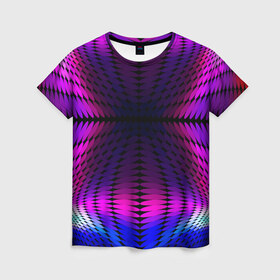 Женская футболка 3D с принтом Оптические узоры в Петрозаводске, 100% полиэфир ( синтетическое хлопкоподобное полотно) | прямой крой, круглый вырез горловины, длина до линии бедер | 