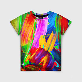Детская футболка 3D с принтом абстракция красок в Петрозаводске, 100% гипоаллергенный полиэфир | прямой крой, круглый вырез горловины, длина до линии бедер, чуть спущенное плечо, ткань немного тянется | абстракция | краска | цветные